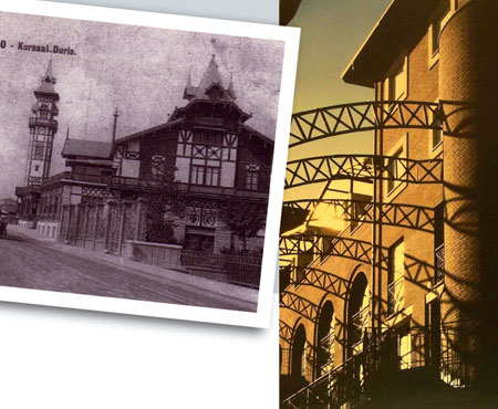 Torino via Fortino - ex birreria Durio in una foto d'epoca e l'attuale conversione dell'edificio